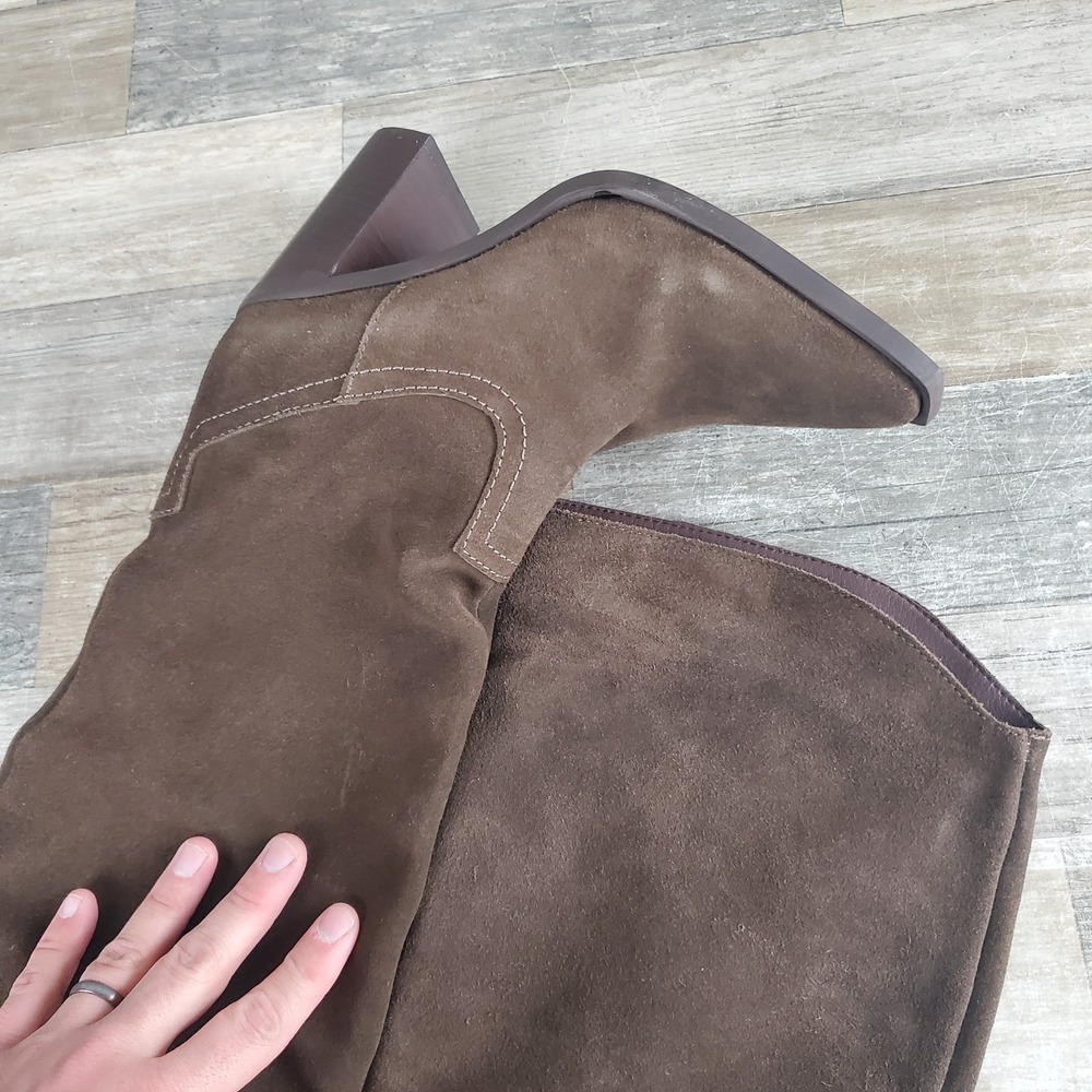Steve Madden Emmett Womens Knee-High Boots Sz 8 M Chocolate Brown Suede Slip On - Picture 5 of 12